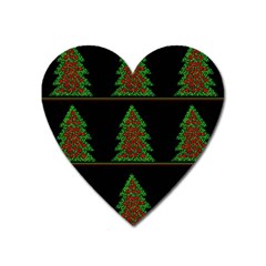 Christmas Trees Pattern Heart Magnet by Valentinaart