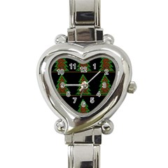 Christmas Trees Pattern Heart Italian Charm Watch by Valentinaart