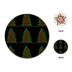 Christmas Trees Pattern Playing Cards (round) 