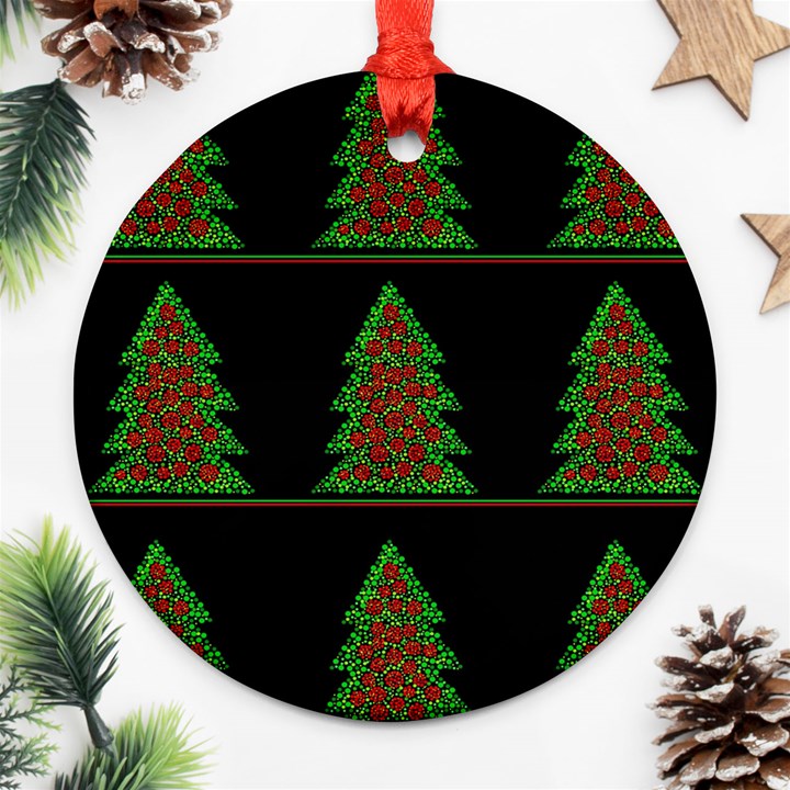 Christmas trees pattern Round Ornament (Two Sides) 