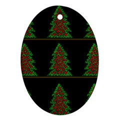 Christmas Trees Pattern Oval Ornament (two Sides)