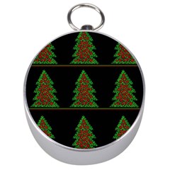 Christmas Trees Pattern Silver Compasses by Valentinaart