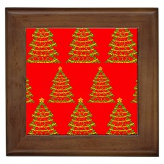 Christmas Trees Red Pattern Framed Tiles by Valentinaart