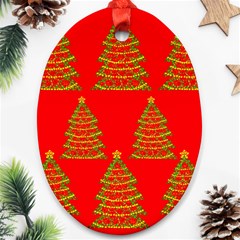 Christmas Trees Red Pattern Ornament (oval) 