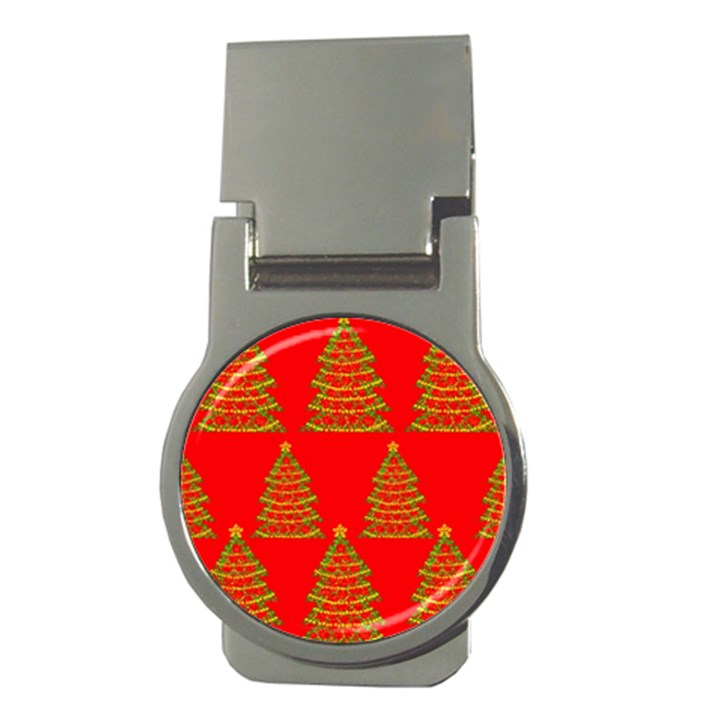 Christmas trees red pattern Money Clips (Round) 