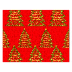 Christmas Trees Red Pattern Rectangular Jigsaw Puzzl