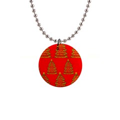 Christmas Trees Red Pattern Button Necklaces by Valentinaart