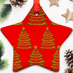 Christmas Trees Red Pattern Star Ornament (two Sides) 