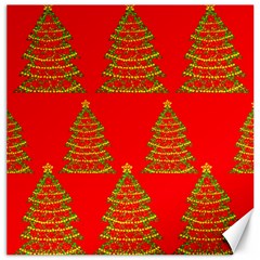 Christmas Trees Red Pattern Canvas 16  X 16   by Valentinaart