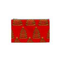 Christmas Trees Red Pattern Cosmetic Bag (small)  by Valentinaart