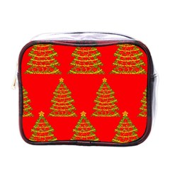 Christmas Trees Red Pattern Mini Toiletries Bags by Valentinaart