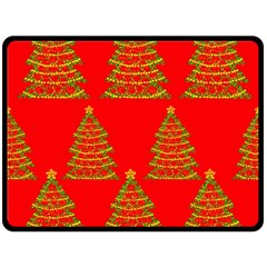 Christmas Trees Red Pattern Double Sided Fleece Blanket (large)  by Valentinaart