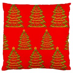 Christmas Trees Red Pattern Large Flano Cushion Case (one Side)