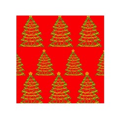 Christmas Trees Red Pattern Small Satin Scarf (square) by Valentinaart