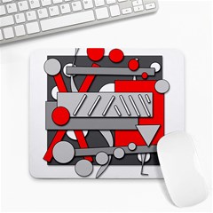 Gray And Red Geometrical Design Large Mousepads by Valentinaart