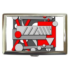 Gray And Red Geometrical Design Cigarette Money Cases by Valentinaart