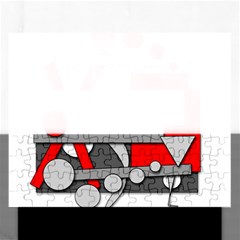 Gray And Red Geometrical Design Rectangular Jigsaw Puzzl