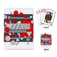 Gray And Red Geometrical Design Playing Card