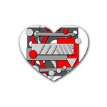 Gray and red geometrical design Heart Coaster (4 pack)  Front