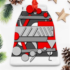 Gray And Red Geometrical Design Ornament (bell) 