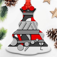 Gray And Red Geometrical Design Christmas Tree Ornament (2 Sides)