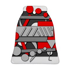 Gray And Red Geometrical Design Bell Ornament (2 Sides)