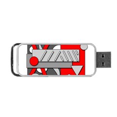 Gray And Red Geometrical Design Portable Usb Flash (one Side) by Valentinaart