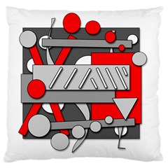 Gray And Red Geometrical Design Standard Flano Cushion Case (one Side) by Valentinaart