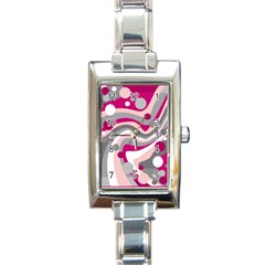 Magenta, Pink And Gray Design Rectangle Italian Charm Watch by Valentinaart