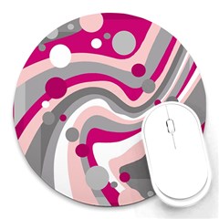 Magenta, Pink And Gray Design Round Mousepads