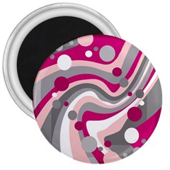 Magenta, Pink And Gray Design 3  Magnets