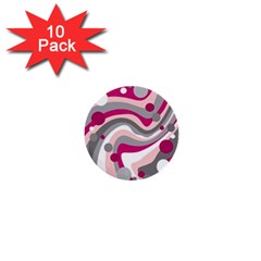 Magenta, Pink And Gray Design 1  Mini Buttons (10 Pack) 