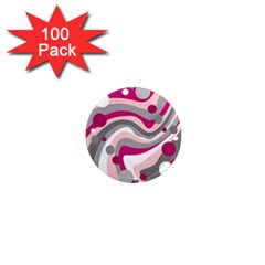 Magenta, Pink And Gray Design 1  Mini Magnets (100 Pack) 