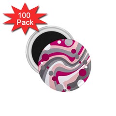 Magenta, Pink And Gray Design 1 75  Magnets (100 Pack) 