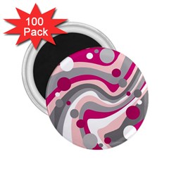 Magenta, Pink And Gray Design 2 25  Magnets (100 Pack) 