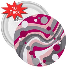 Magenta, Pink And Gray Design 3  Buttons (10 Pack) 