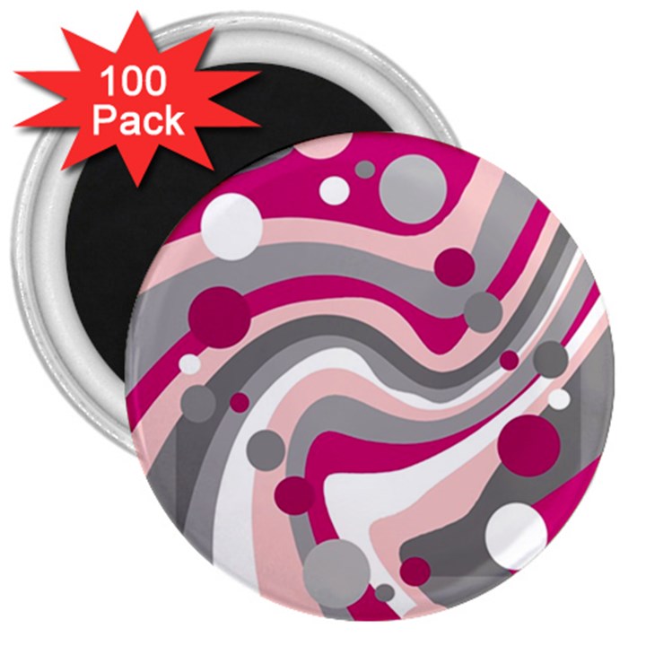 Magenta, pink and gray design 3  Magnets (100 pack)