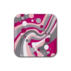 Magenta, Pink And Gray Design Rubber Coaster (square) 