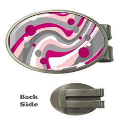 Magenta, Pink And Gray Design Money Clips (oval) 