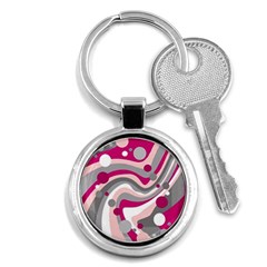 Magenta, Pink And Gray Design Key Chains (round) 