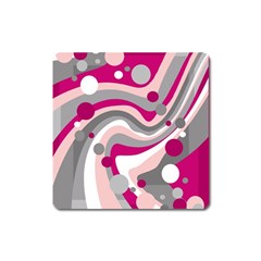 Magenta, Pink And Gray Design Square Magnet