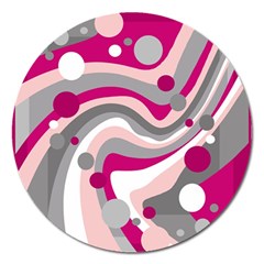 Magenta, Pink And Gray Design Magnet 5  (round) by Valentinaart