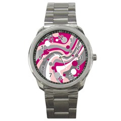 Magenta, Pink And Gray Design Sport Metal Watch by Valentinaart