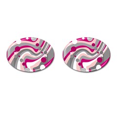 Magenta, Pink And Gray Design Cufflinks (oval) by Valentinaart