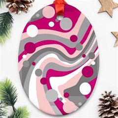 Magenta, Pink And Gray Design Oval Ornament (two Sides)