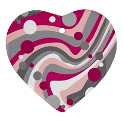 Magenta, Pink And Gray Design Heart Ornament (2 Sides)