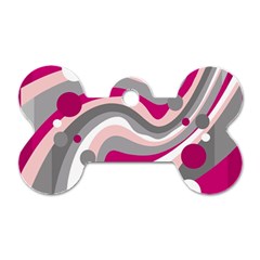 Magenta, Pink And Gray Design Dog Tag Bone (two Sides)