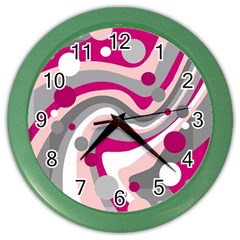 Magenta, Pink And Gray Design Color Wall Clocks by Valentinaart