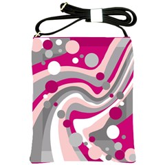 Magenta, Pink And Gray Design Shoulder Sling Bags by Valentinaart