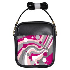 Magenta, Pink And Gray Design Girls Sling Bags